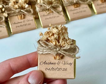 Recuerdo de chocolate de boda personalizado, regalo rústico bohemio para despedida de soltera