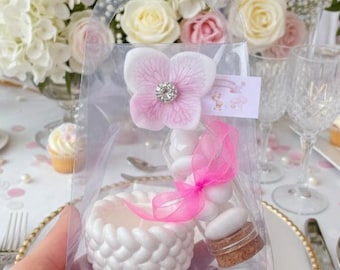 Handgefertigtes Babyparty-Gastgeschenkset, Kerze & Süßigkeiten – personalisierte Geschenke