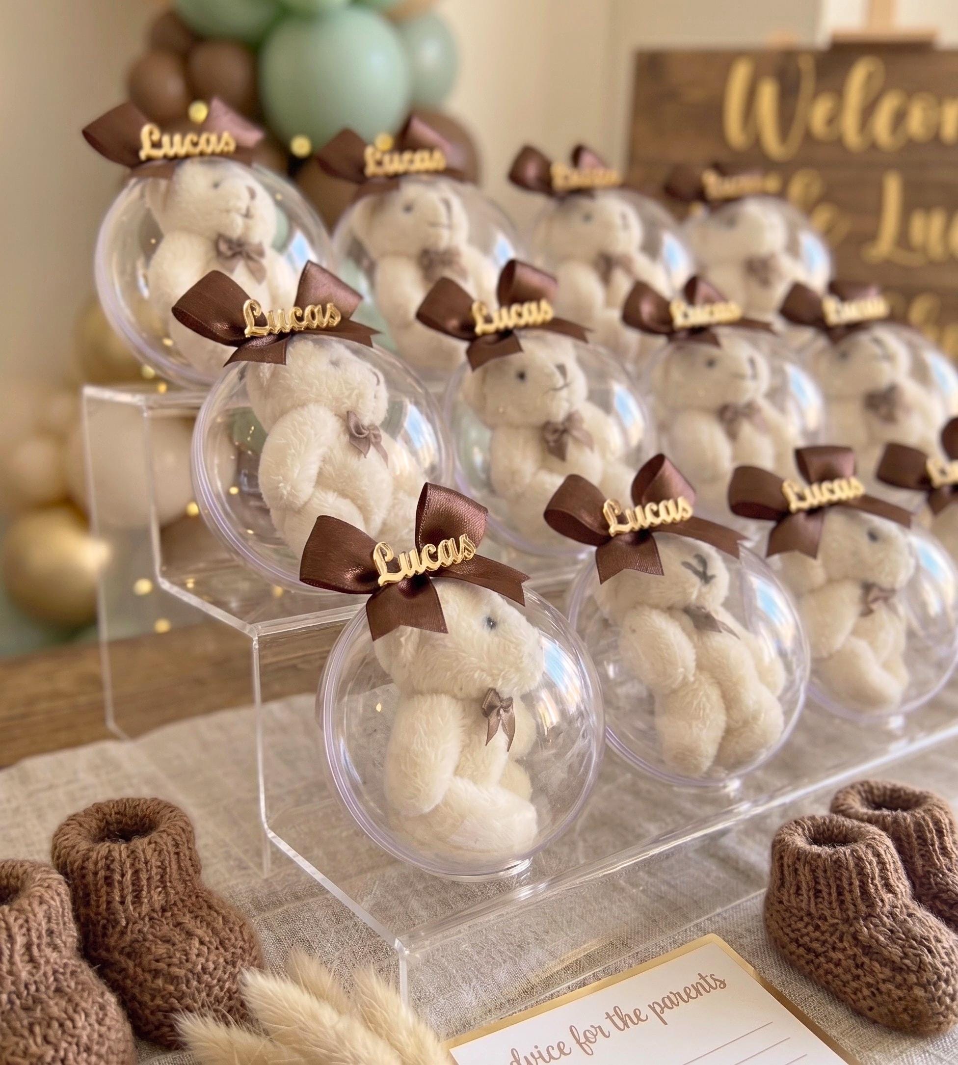 Personalized Baby Shower Favor, Teddy Bear Keepsake, Baby Girl Party ...