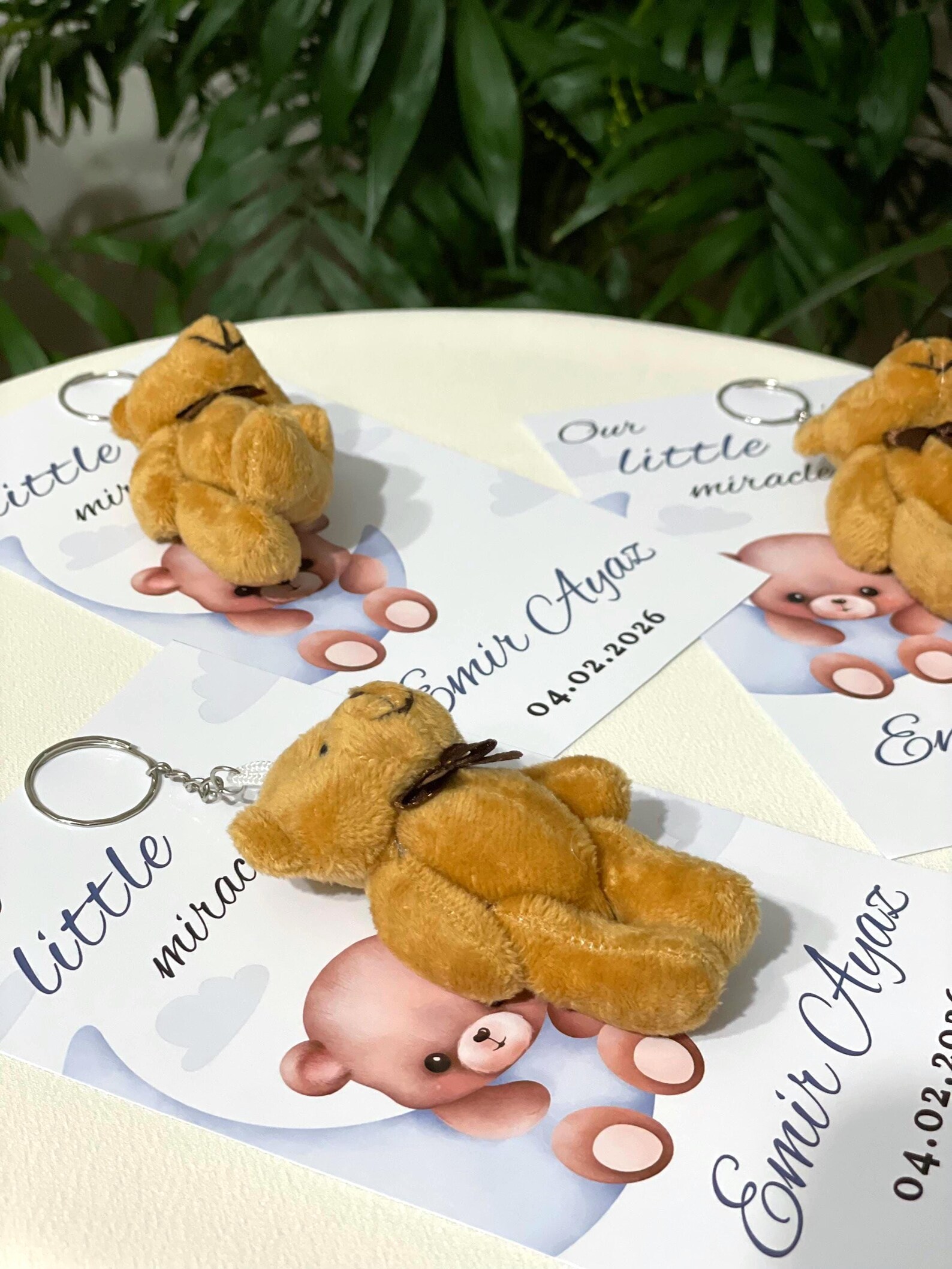 Personalized Plush Teddy Bear Keychain With Card, Bulk Baby Shower ...