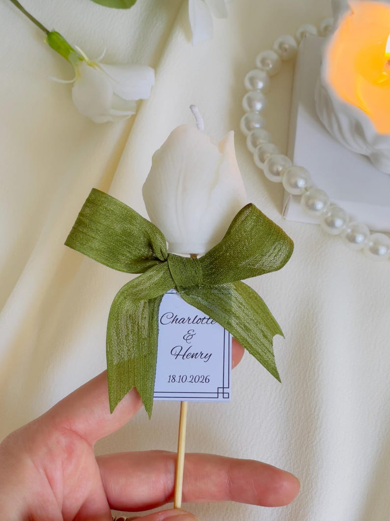 Personalized Tulip Candle on Stick, Elegant Wedding Party Favors for ...