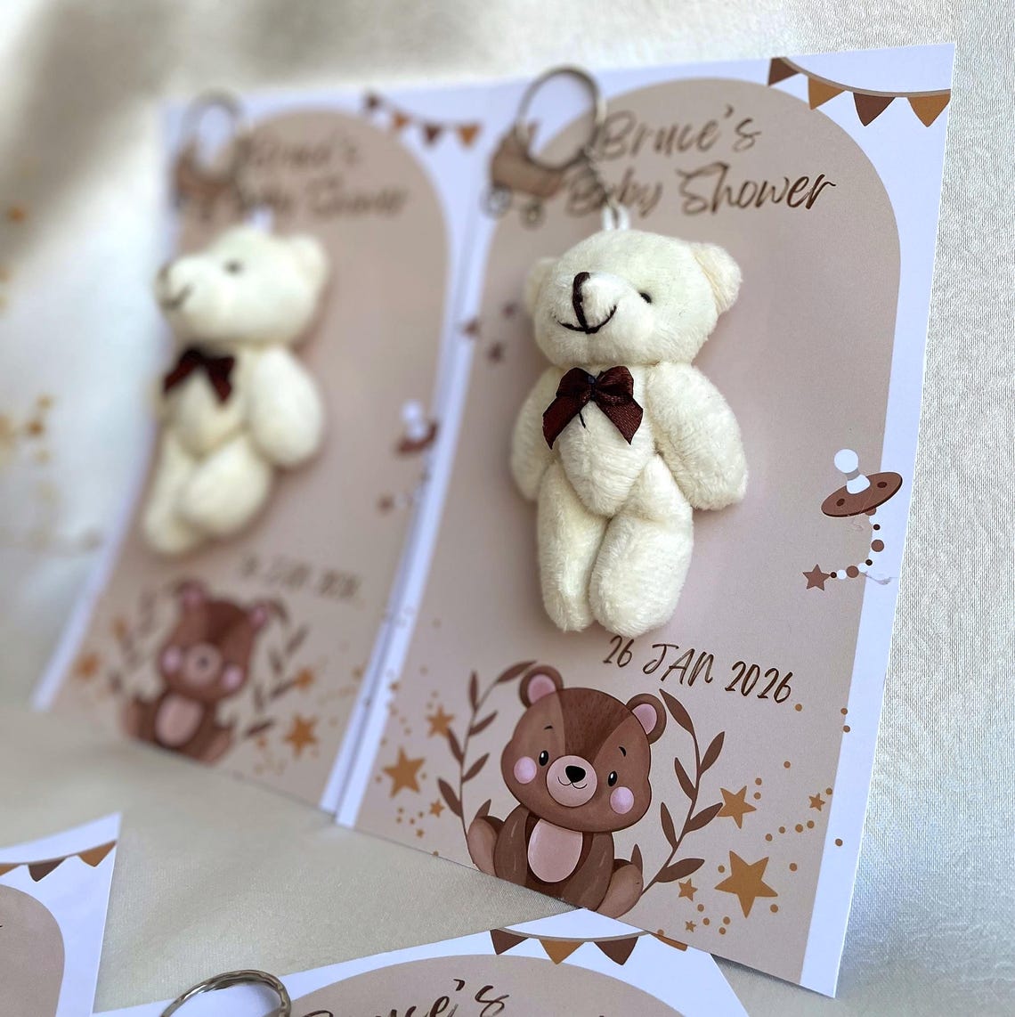 Personalized Plush Teddy Bear Keychain With Card, Bulk Baby Shower ...