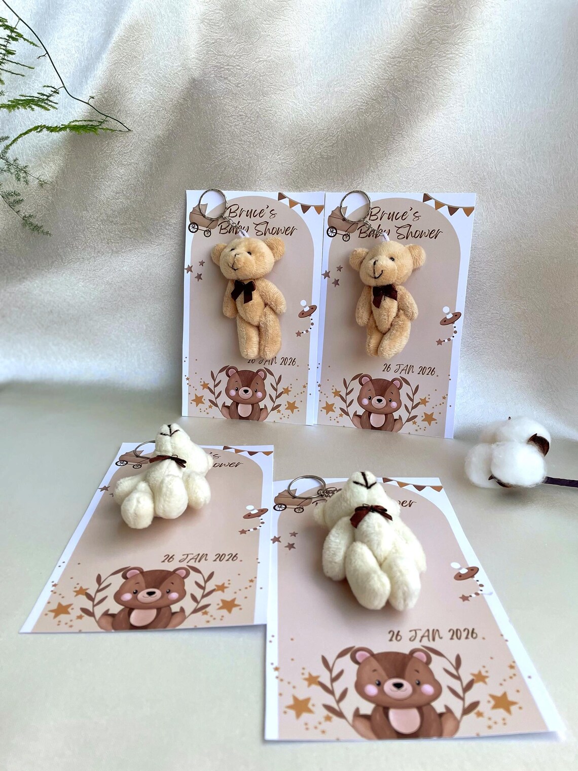 Personalized Plush Teddy Bear Keychain: Baby Shower Party Favor - Etsy