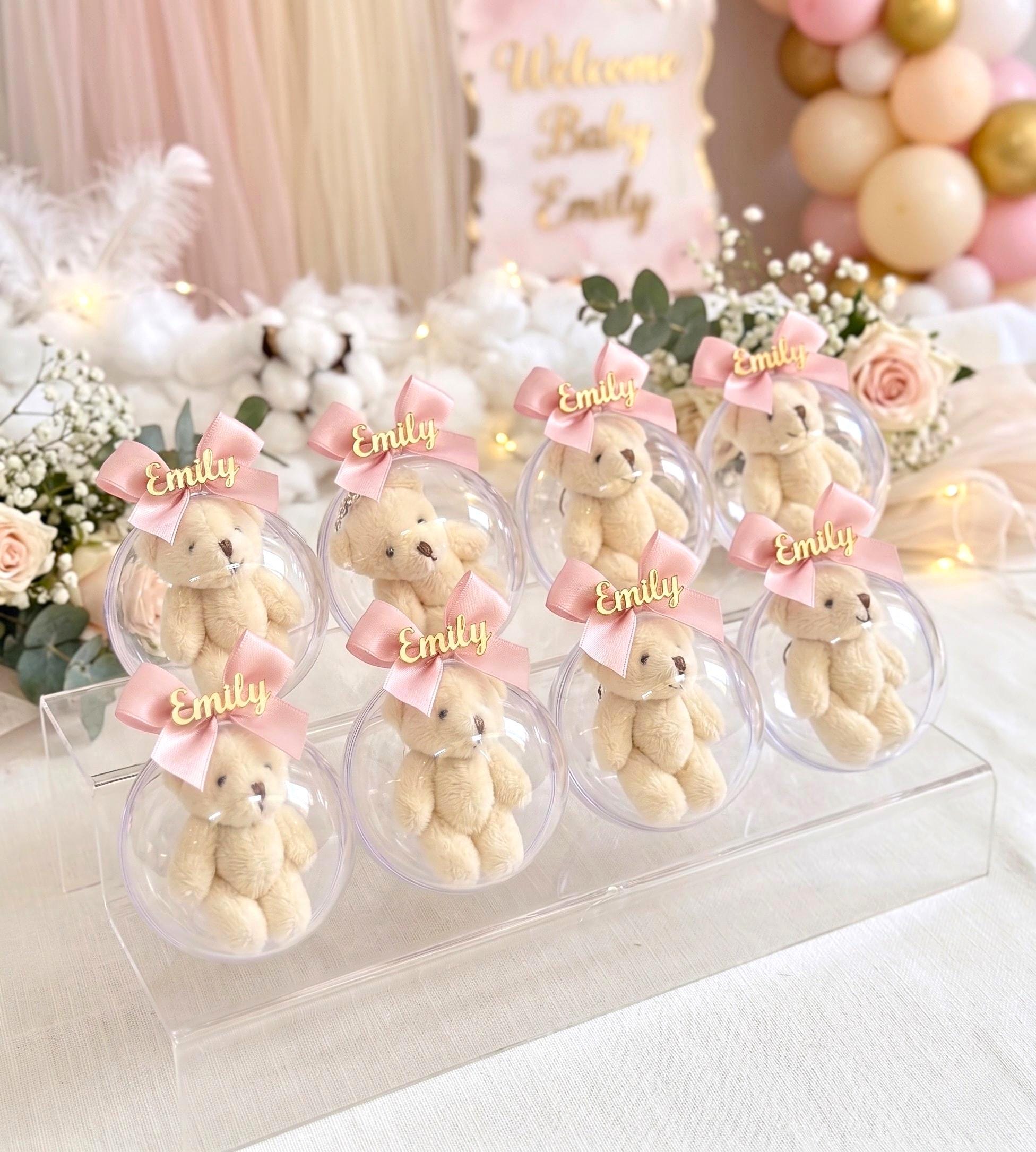 Personalized Baby Shower Favor, Teddy Bear Keepsake, Baby Girl Party ...