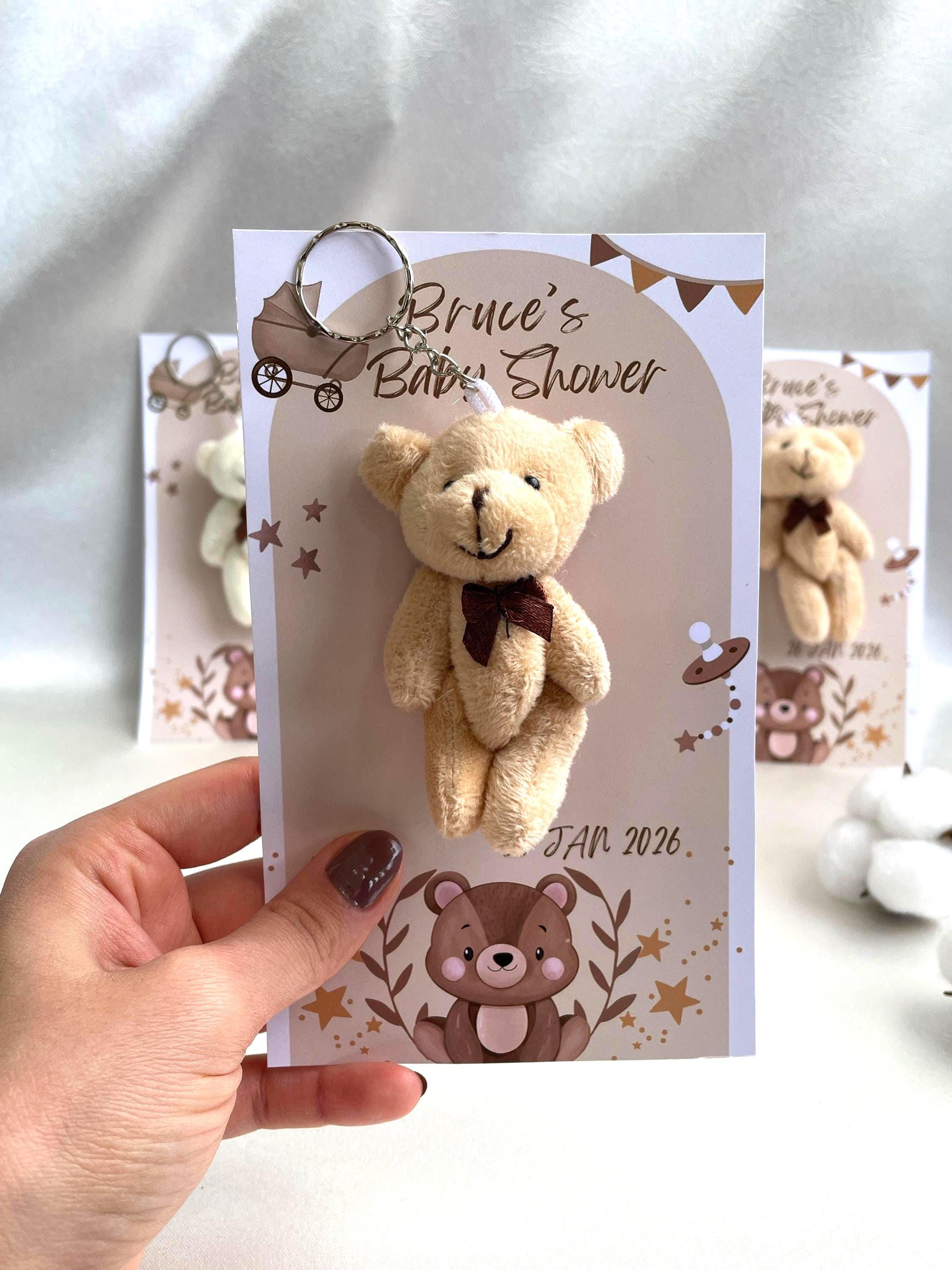 Personalized Plush Teddy Bear Keychain: Baby Shower Party Favor - Etsy
