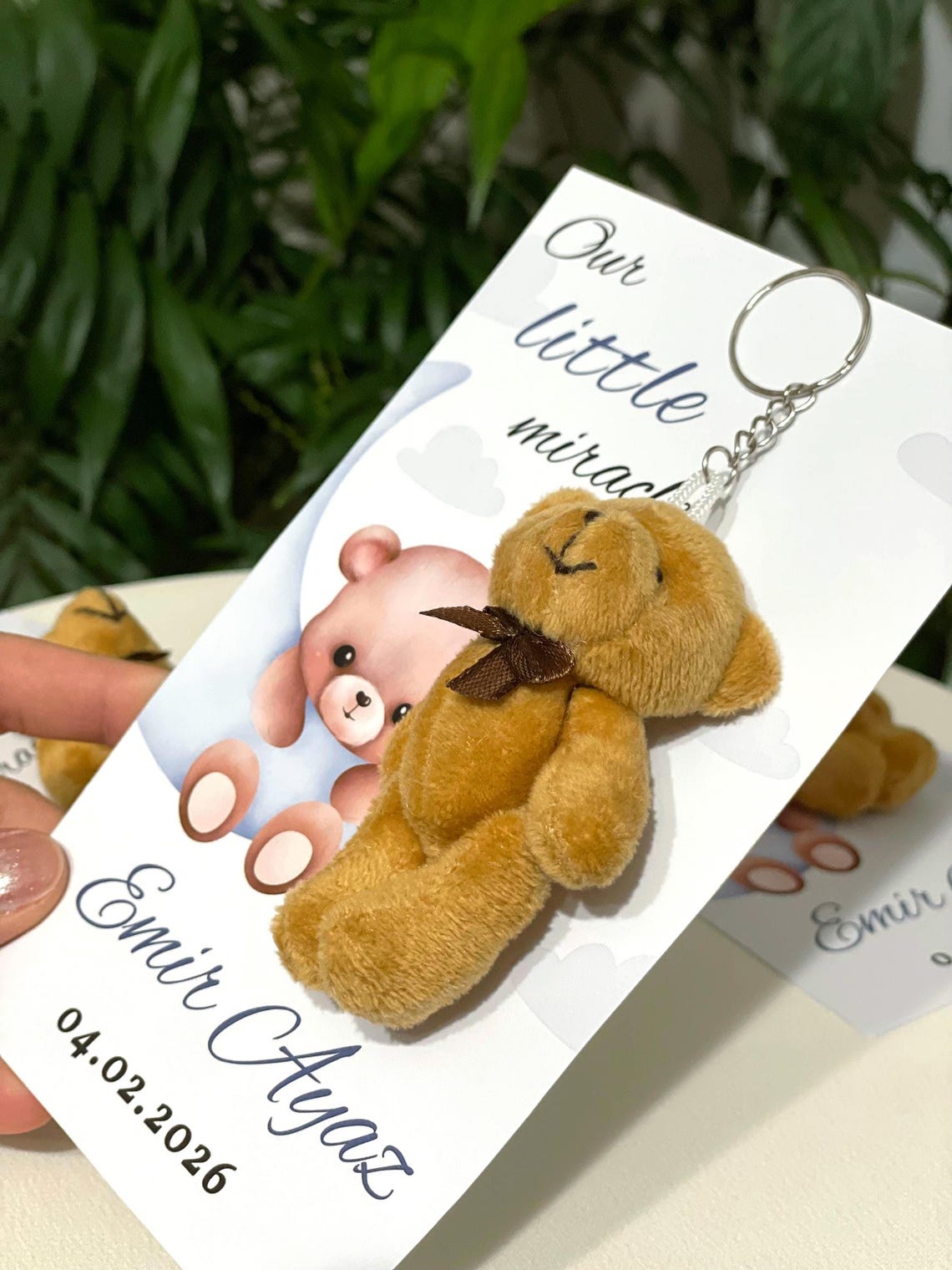 Personalized Plush Teddy Bear Keychain With Card, Bulk Baby Shower ...