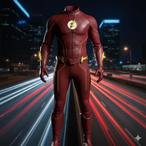 Flash Cosplay-kostym - Premium röd spandex superhjältekostym för vuxna - DC Comics Halloween-kostym - Fast Speedster-jumpsuit med emblem