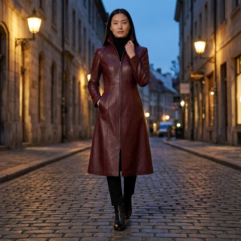 knee length dresses for ladies Women's Red Long Coat Formal Dress, Elegant Double Breasted Coat for Office and Events 30 main image 0