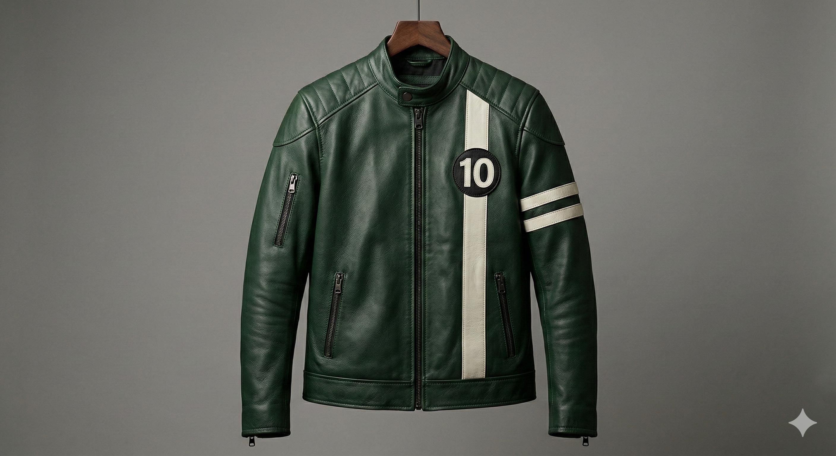 Ben 10 Alien Force Green Leather Jacket for Men - Real Lambskin Racing ...