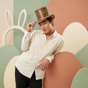 Handmade Genuine Python Snakeskin Top Hat - Brown Exotic Leather Steampunk Headwear for Men - Western Cowboy Biker Style Flat Crown Fedora