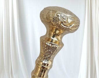 Vintage Brass Handle Victorian Walking Stick| Antique Style Gentleman Cane | Nice Gift Collectible