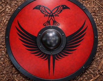 Escudo vikingo medieval de madera de 24 pulgadas / Escudo de caballero guerrero nórdico redondo Ragnar listo para la batalla hecho a mano