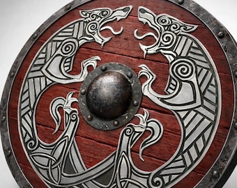 Christmas Medieval Viking Shield 24 Inch | Handmade Wooden Norse | Heavy Fitted Knight Battle Shield