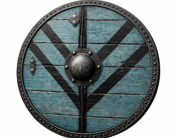 Escudo vikingo medieval de madera / Escudo de guerrero nórdico redondo estilo Ragnar listo para la batalla / Hecho a mano