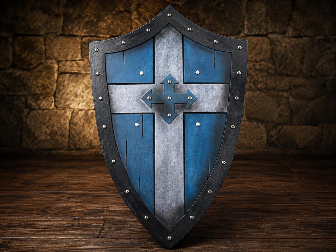 Handmade Medieval Knight Shield | LARP & Cosplay Foam Prop | Crusader ...