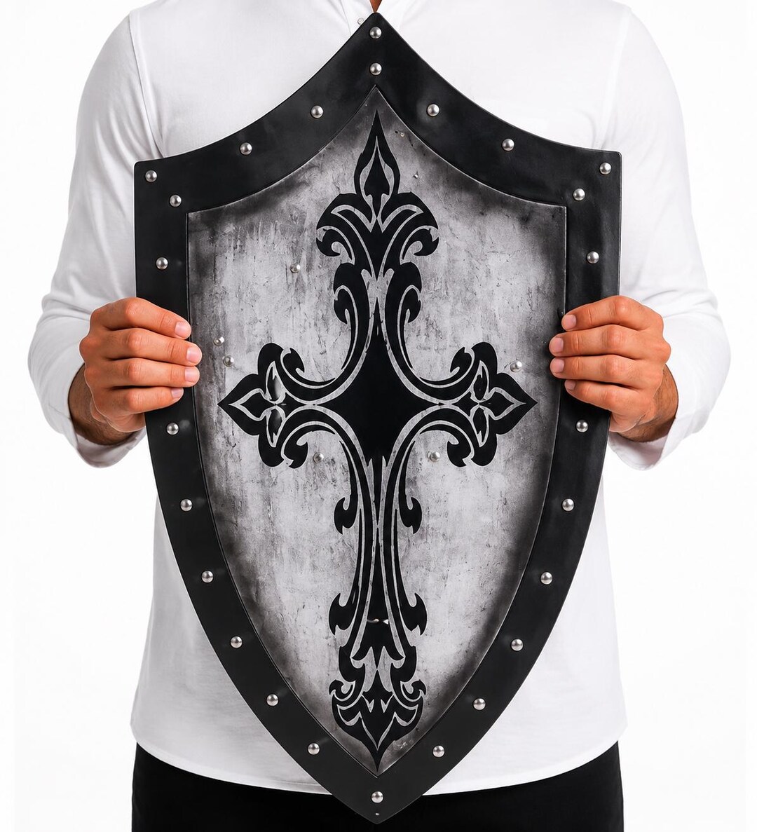 Medieval Knight Shield 27×17in | Steel Fantasy Armor | Cosplay, LARP ...