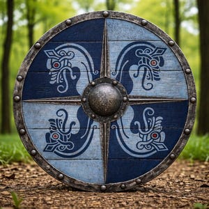Valhalla Viking Shield | Medieval Wooden Wolf Round Shield | Norse Warrior Battle Style Decor