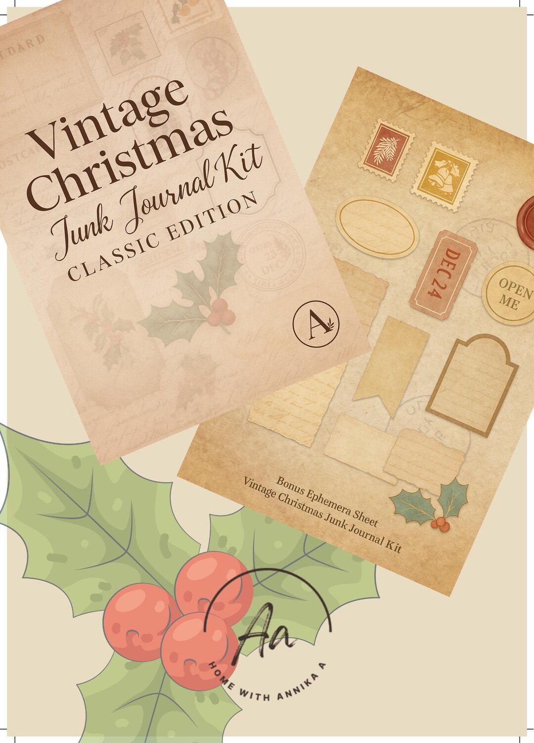 Vintage Christmas Junk Journal Kit – Classic Ephemera (digital Download ...