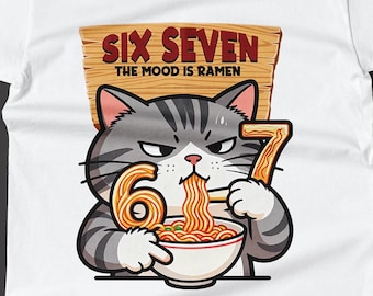 Funny six seven Meme PNG SVG | Viral Gen Z Humor | Ramen Cat| 6 7 Joke PNG (Digital Download)