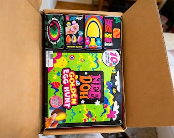 Set de juguetes blandos Nee Doh para la búsqueda del huevo dorado de Pascua, juguetes sensoriales sorpresa para aliviar el estrés, regalo para niños, relleno para la cesta de Pascua, búsqueda del tesoro.