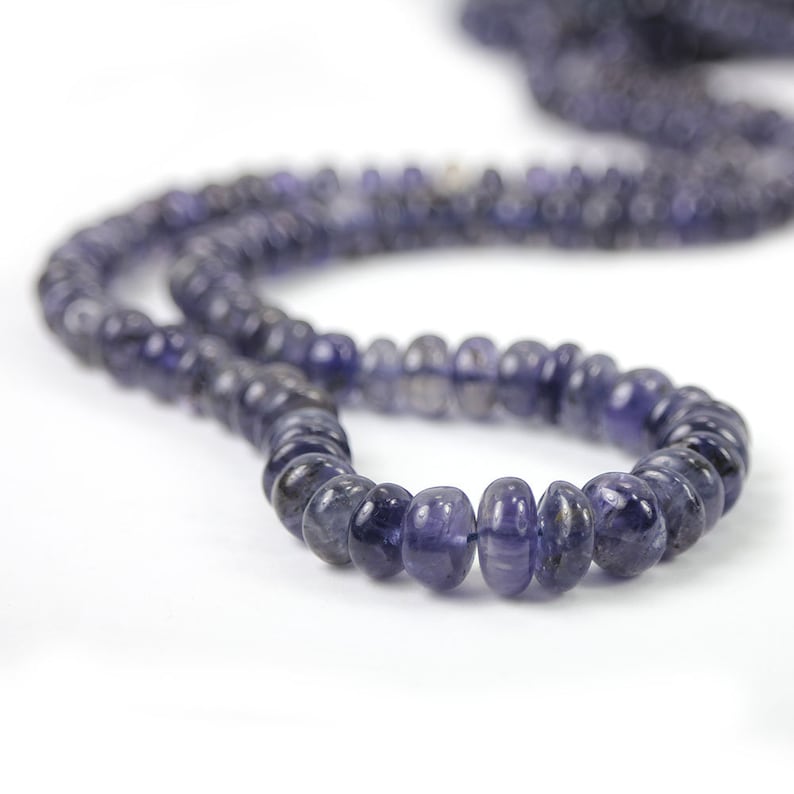 Iolite Smooth Rondelles 5 Huge Ink Blue Water Sapphire Semi Precious Gemstone Beads