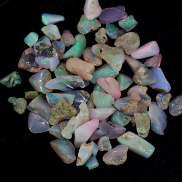 DESTASH Ethiopian Welo Opal Rough 162 cts Small Rough Pink Orange Honey Rainbow Fire Precious Gemstone October Birthstone