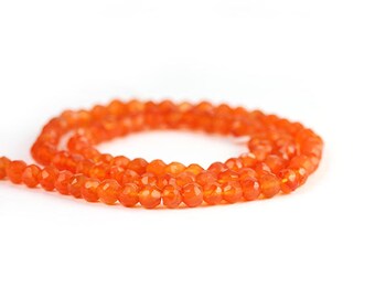 Carnelian Micro Faceted Rondelles 14 Orange Semi Precious Gemstones