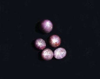 Star Ruby Round Cabochon Lot 19 cts 6 Ray Star Natural Pink Precious Gemstone July Birthstone