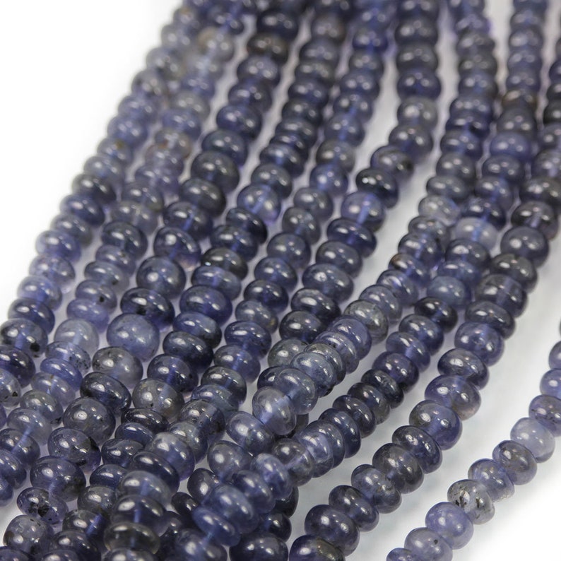 Iolite Smooth Rondelles 5 Huge Ink Blue Water Sapphire Semi Precious Gemstone Beads