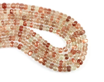 Oregon Sunstone Faceted Rondelles 1/4 strand 6 MM Champagne Peach Schiller Plush Semi Precious Gemstones