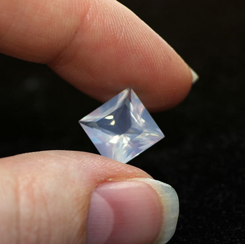 Oregon Opal Faceted Princess Cut Loose Gemstone Crystal Blue Opal Semi Precious Gemstone October Birthstone