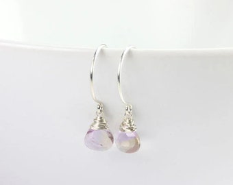 Ametrine Wire Wrapped Sterling Silver Handmade Gemstone Earrings