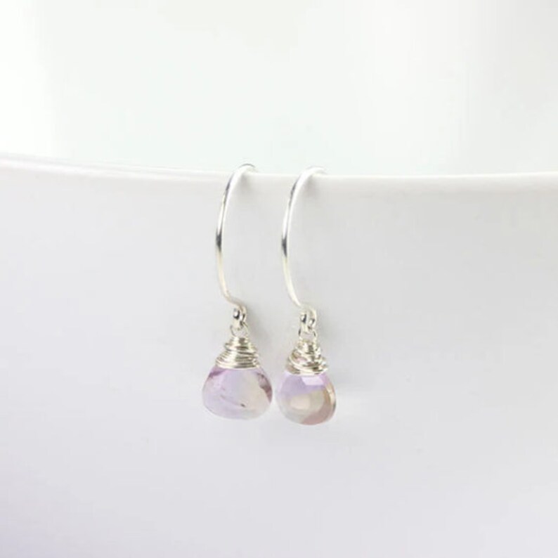 Ametrine Wire Wrapped Sterling Silver Handmade Gemstone Earrings image 1