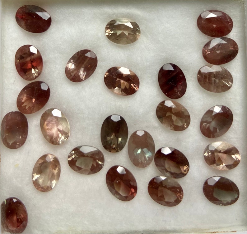 DESTASH Oregon Sunstone Faceted Oval Setting Stone 8 MM Light Mix Light Red Peachy Ponderosa Semi Precious Gemstone image 3