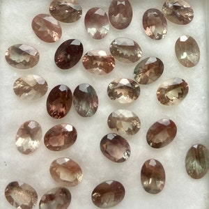 DESTASH Oregon Sunstone Faceted Oval Setting Stone 8 MM Light Mix Light Red Peachy Ponderosa Semi Precious Gemstone image 1