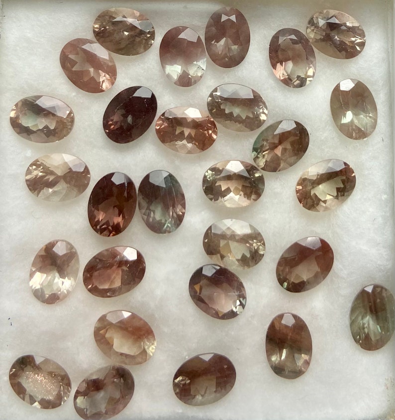 DESTASH Oregon Sunstone Faceted Oval Setting Stone 8 MM Light Mix Light Red Peachy Ponderosa Semi Precious Gemstone image 1