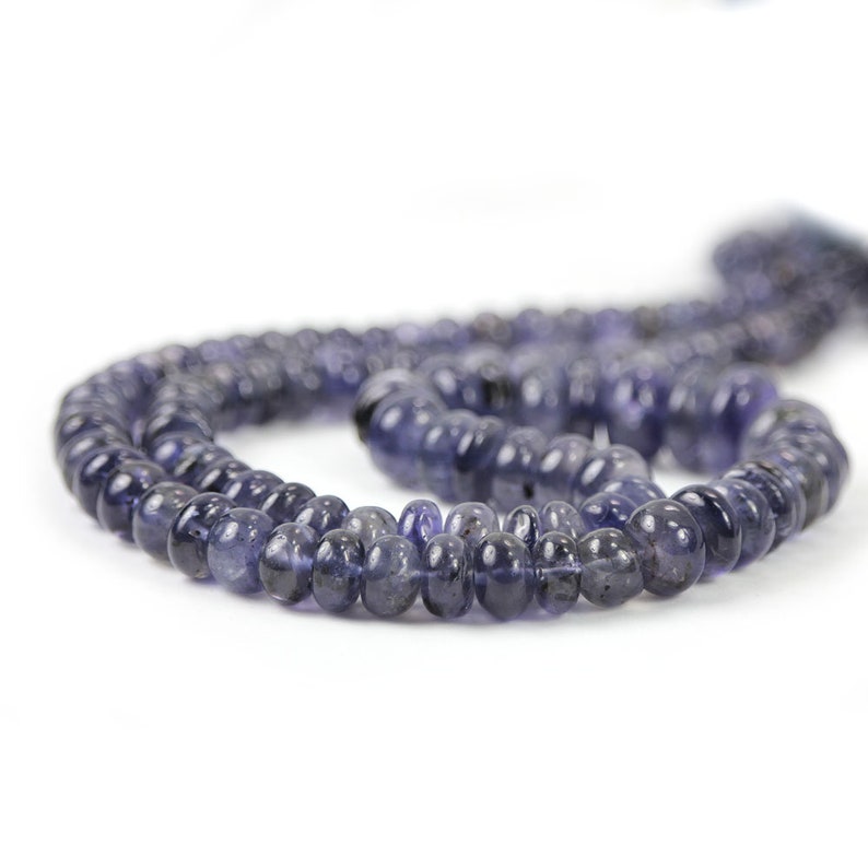Iolite Smooth Rondelles 5 Huge Ink Blue Water Sapphire Semi Precious Gemstone Beads
