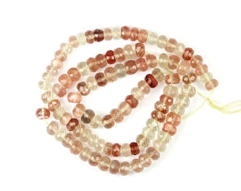 Oregon Sunstone Faceted Rondelles 8 Inch Strand 7 MM Champagne Peach Schiller Plush Semi Precious Gemstones