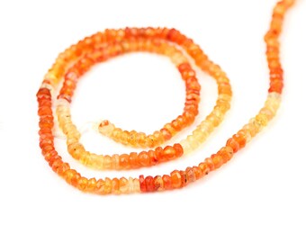 Mexican Fire Opal Micro Faceted Rondelles Quarter Strand Orange Red Semi Precious Gemstone