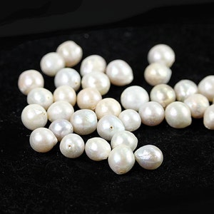 Nucleated Freshwater Pearls 1 Kasumi Like Near Round White Freshwater Pearls Semi Precious Pearls June Birthstone image 2