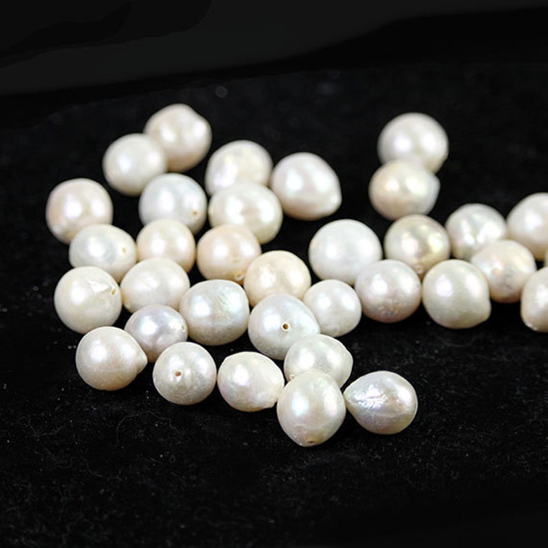 Nucleated Freshwater Pearls 1 Kasumi Like Near Round White Freshwater Pearls Semi Precious Pearls June Birthstone image 2
