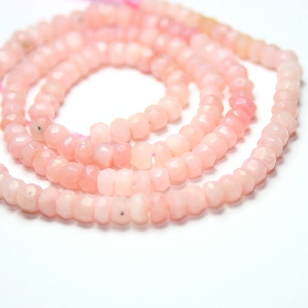 Peruvian Pink Opal Micro Faceted Rondelles 14 Shaded Pink Semi Precious Gemstone