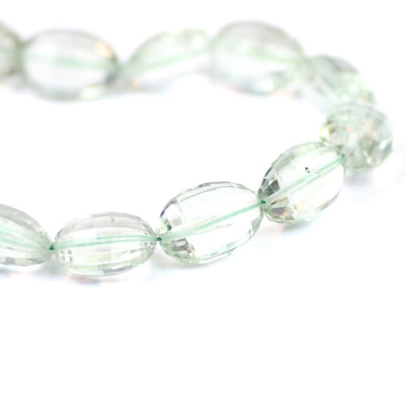 Green Amethyst Faceted Oval Bead 1 Bead Pale Celery Green Semi | Etsy