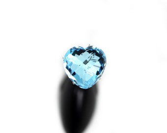 Large Sky Blue Topaz Heart cut Faceted Loose Gemstone Sky Blue Semi Precious Gemstone December Birthstone