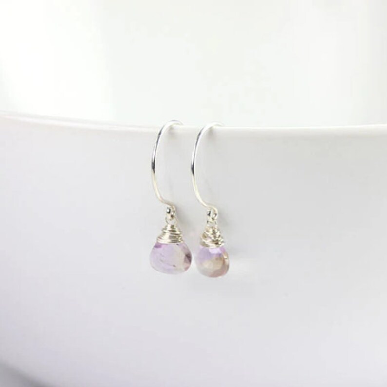 Ametrine Wire Wrapped Sterling Silver Handmade Gemstone Earrings image 3