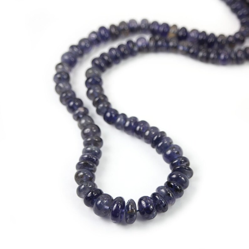 Iolite Smooth Rondelles 5 Huge Ink Blue Water Sapphire Semi Precious Gemstone Beads