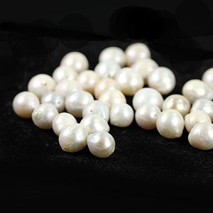 Nucleated Freshwater Pearls 1 Kasumi Like Near Round White Freshwater Pearls Semi Precious Pearls June Birthstone image 1