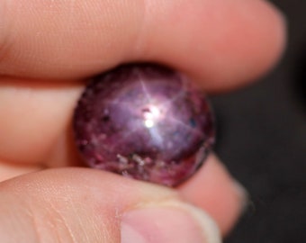 Star Ruby Round Cabochon 28 cts 6 Ray Star Natural Mulberry Red Precious Gemstone July Birthstone