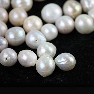 Nucleated Freshwater Pearls 1 Kasumi Like Near Round White Freshwater Pearls Semi Precious Pearls June Birthstone image 3