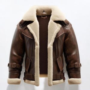 Fliegerjacke aus Lammfell: Echtes Schaffell, brauner Bomber